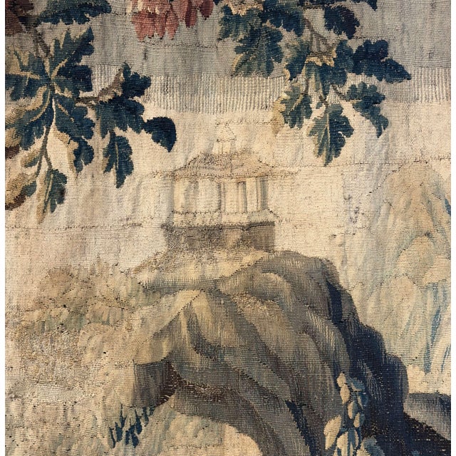 18th C. French Aubusson Verdure Tapestry With Exotic Bird and Floral Border For Sale In Dallas - Image 6 of 9