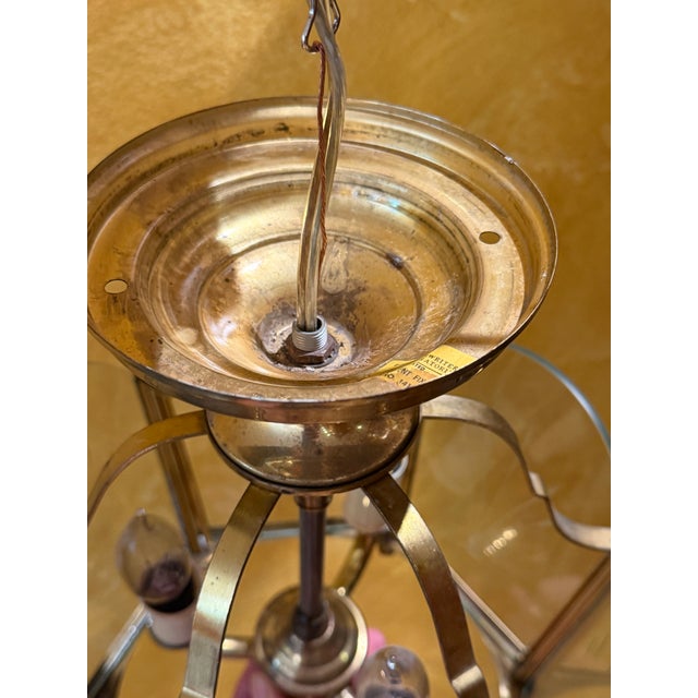 Late 20th Century Vintage Brass and Glass 3 Light Fixture For Sale - Image 5 of 7
