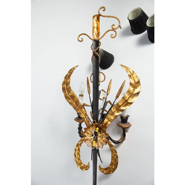Mid 20th Century Mid 20th Century Italian Style Tole and Carved Wood Sword Sconce For Sale - Image 5 of 6