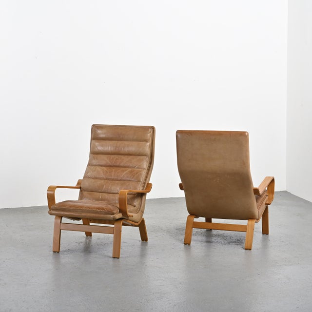 Wood Set of Contino Armchairs by Yngve Ekström, 1970s For Sale - Image 7 of 9