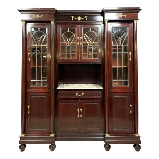 Empire Style Display Cabinet in Mahogany and Gilt Bronze For Sale