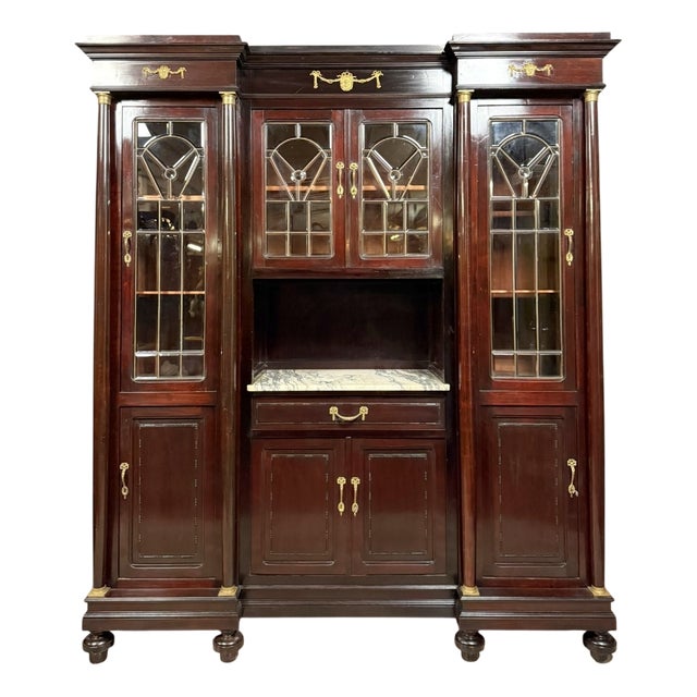 Empire Style Display Cabinet in Mahogany and Gilt Bronze For Sale