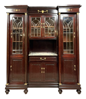 Empire Style Display Cabinet in Mahogany and Gilt Bronze