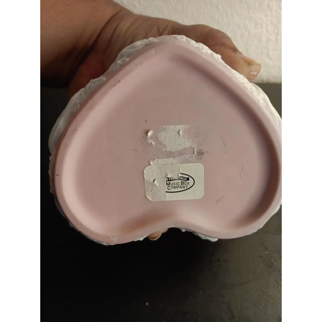 American 1980s San Francisco Music Comp Ornate Pink Jasperware Heart Trinket Box For Sale - Image 3 of 7