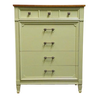 Bassett Furniture Ticino Collection Cream Painted 36" Chest of Drawers W. Solid Cherry Top 238-96-251 For Sale