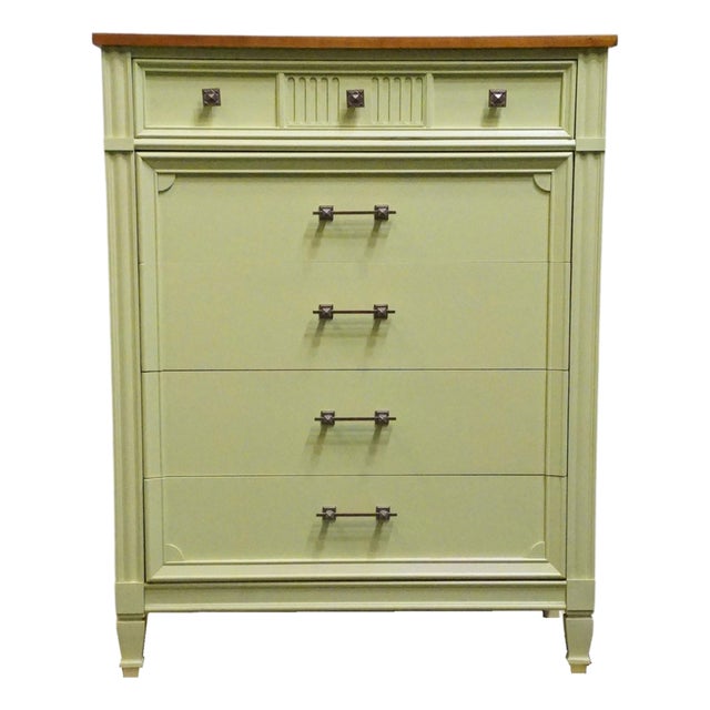 Bassett Furniture Ticino Collection Cream Painted 36" Chest of Drawers W. Solid Cherry Top 238-96-251 For Sale