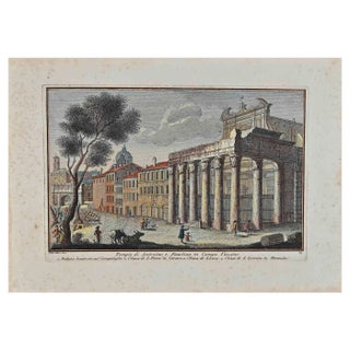 Giuseppe Vasi, Antonino Temple, Original Etching, 18th-Century For Sale