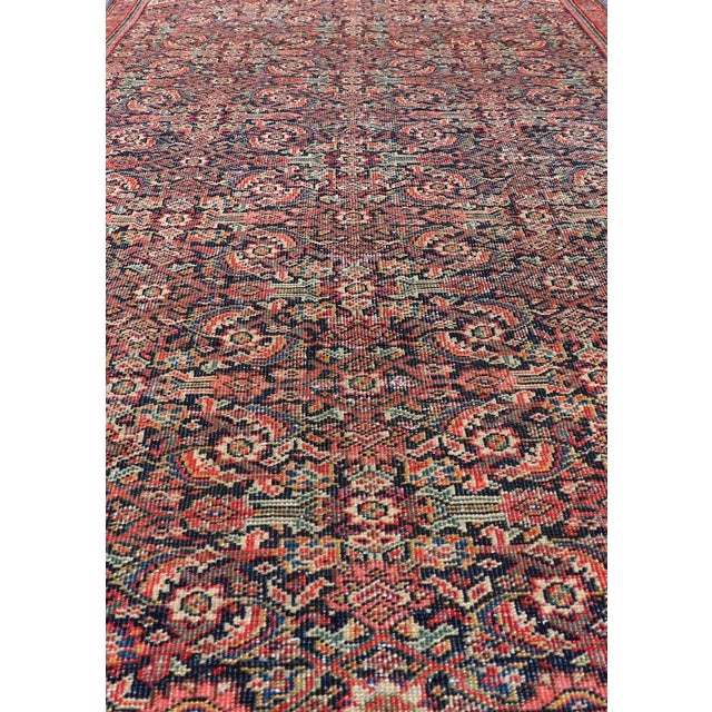Antique Faraghan Fine Persian Rug in Navy Color Background and Jewel Tones 2'10 X 5'6 For Sale - Image 4 of 11