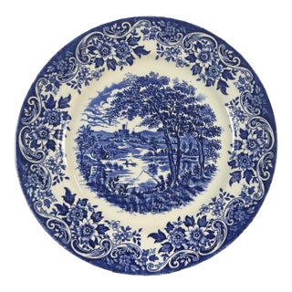 Vintage English Blue & White Transferware Broadhurst Staffordshire Ironstone Dinner Plates, Set of 3 For Sale