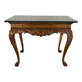 Gilded Marble Top Console Table For Sale