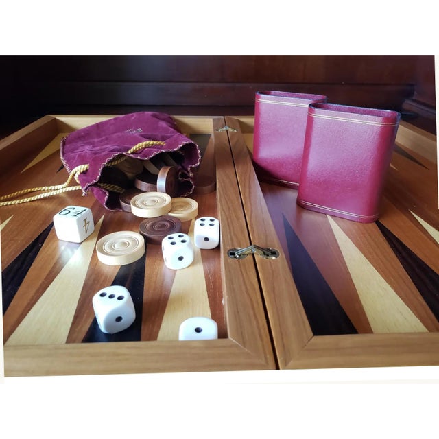 Mid 20th Century Vintage Dal Negro Italian Backgammon Set – Wood Inlay, Complete For Sale - Image 5 of 8