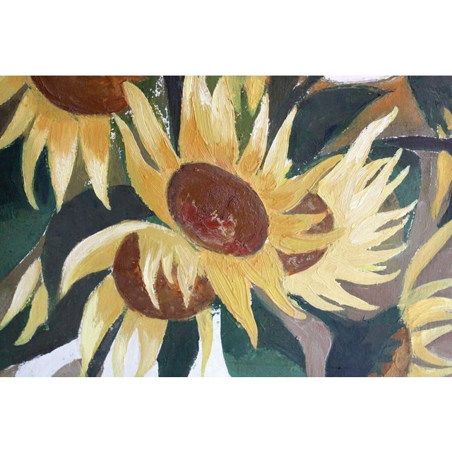 Laimdots Murnieks, Sunflowers, 1990, Oil on Cardboard For Sale - Image 4 of 12