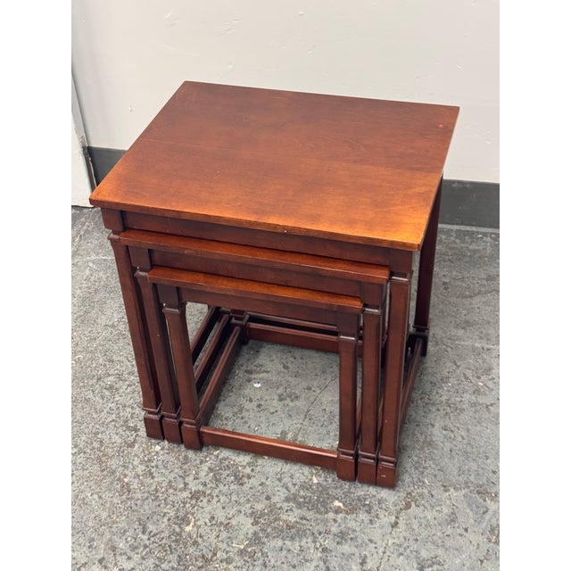 2010s Traditional Wood Nesting Tables, Set of Three For Sale - Image 5 of 12