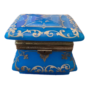 Early 19th Century Antique Museum Opaline Glass Jewelry Box Casket