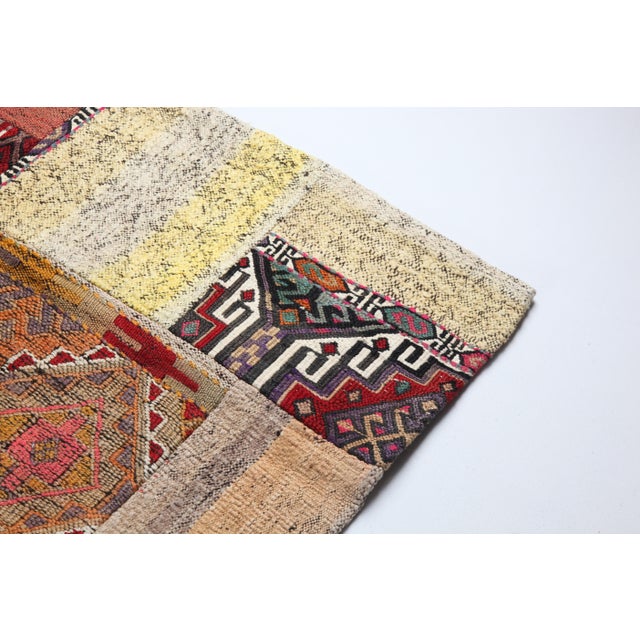 Handwoven Vintage Turkish Kilim Patchwork Hallway Runner – Bold Motifs, Timeless Texture -2' 10'' X 10' 3'' For Sale - Image 4 of 12