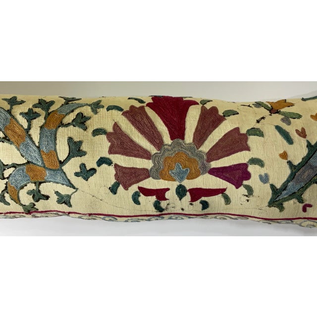 1920s Antique Hand-Embroidered Suzani Pillow - a Piece of Art For Sale - Image 5 of 12