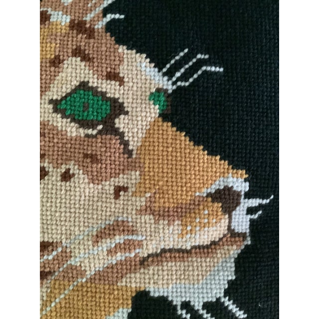 1980s Vintage Cheetah Petit Point Needlepoint Pillow For Sale - Image 5 of 10