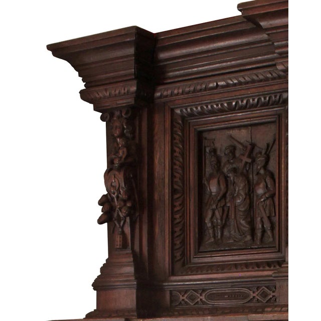 Mid 19th Century Mantel Antique Chestnut German Renaissance Style For Sale - Image 5 of 8