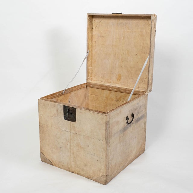 19th-Century Chinese Goat Skin Parchment Box With Bronze Mounts | Chairish