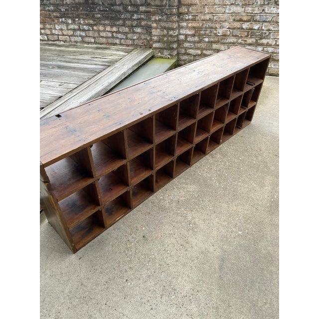 Vintage Red Wood Post Office Mail Sorter Console Table Chairish