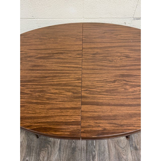 Wood Vintage Mid Century Modern Folding Laminate Top Oval Dining Table For Sale - Image 7 of 12