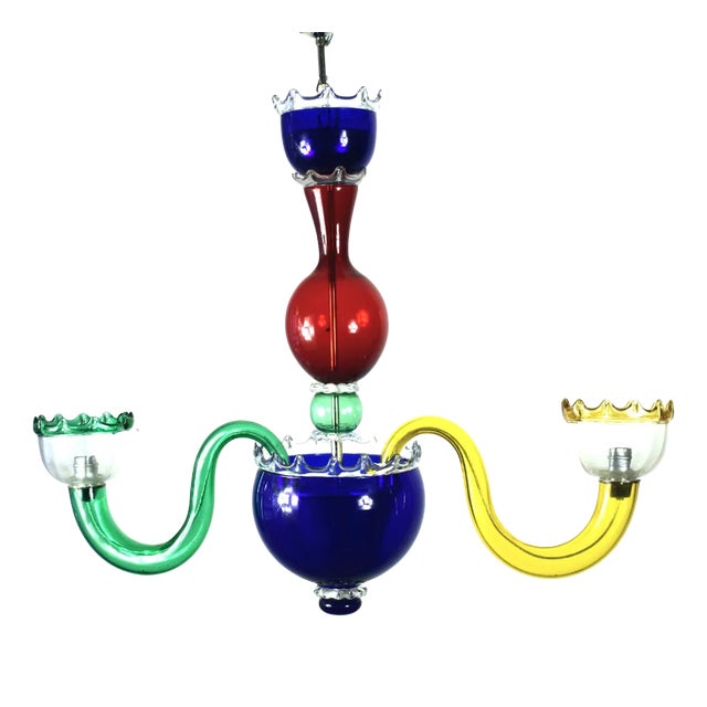 Large Italian Multicolored Murano Glass Chandelier For Sale