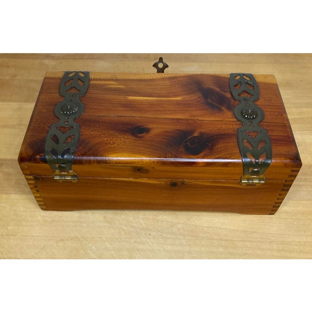 1940s Vintage Wood & Brass Decorative Box For Sale In Oklahoma City - Image 6 of 7