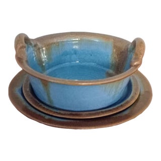 Vintage Ceramic Collectible Pottery Set of 3 Pieces For Sale