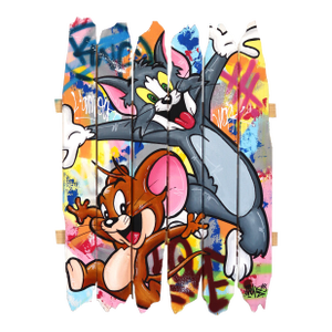 Catch Me if You Can - Vibrant Colorful Pop Art W/ Cartoon Characters Original Artwork by Naguy Claude