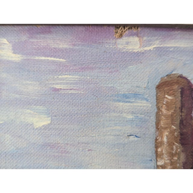 Green Vintage English Cotswolds Cottage Impressionist Painting Framed For Sale - Image 8 of 13