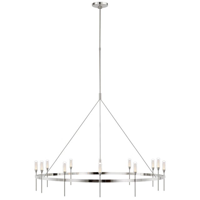 Overture Grande Ring Chandelier in Polished Nickel with Clear Glass Designer: Peter Bristol Fixture Height: 36.75" Min....