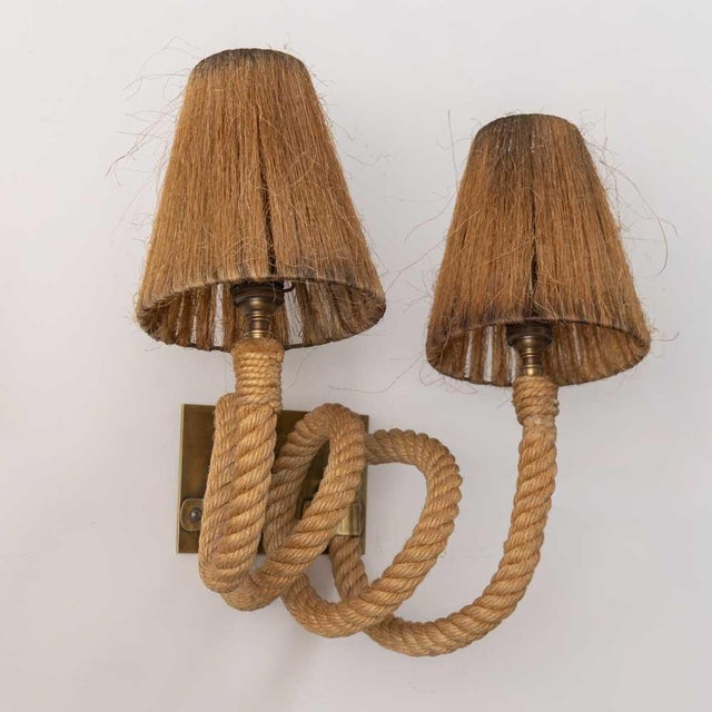 French 1950s French Rope Double Arm Sconce by Audoux-Minet For Sale - Image 3 of 8