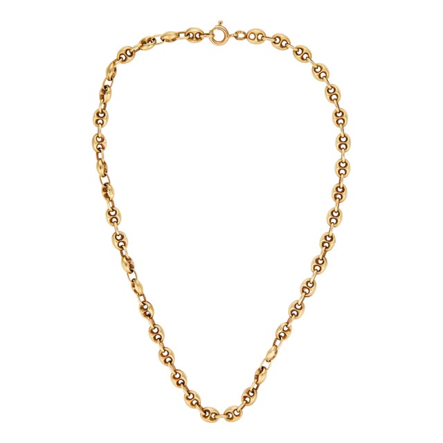 Vintage 14k Yellow Gold Mariners Link Necklace For Sale