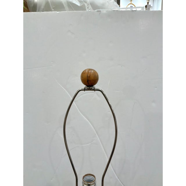 Stylish Jamie Young Lamp. Wood & Brass, Gourd shaped. Showroom floor sample.