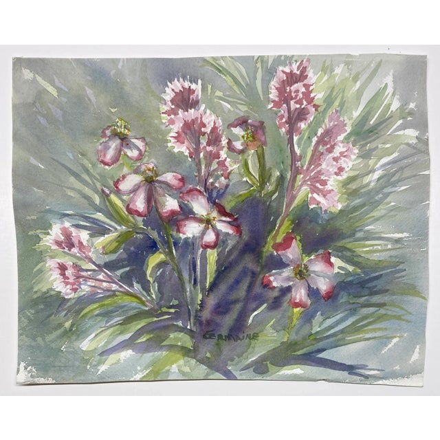 1980s Impressionist Floral Still Life Watercolor by Germaine For Sale - Image 5 of 7