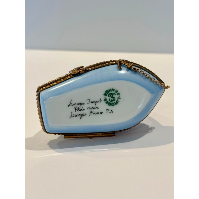 Limoges, France Mid 18th Century Limoges Sailboat Trinket Box Hand Painted in Limoges, France For Sale - Image 4 of 12
