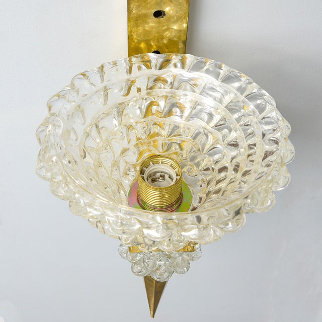 Contemporary Pair of Murano Rostrato Glass Sconces - Manner of Barovier Toso For Sale - Image 9 of 10