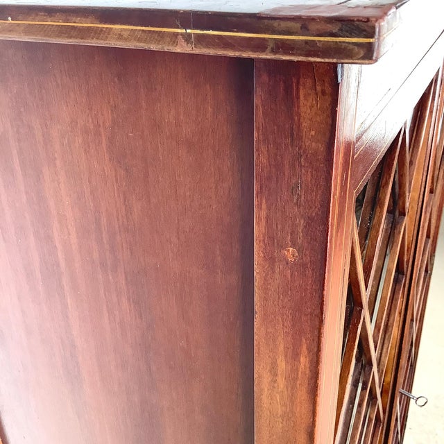Brown Edwardian Revival Mahogany Diamond Lattice Glazed Bookcase For Sale - Image 8 of 18