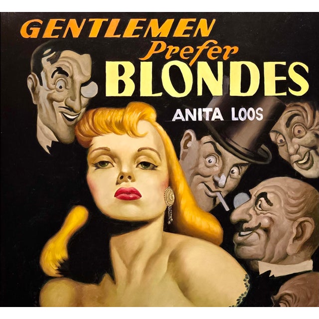 Yellow Gentlemen Prefer Blondes–Large Original Pop Art Oil Painting After Earle K. Bergey For Sale - Image 8 of 11
