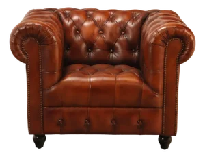 Chesterfield Style Tufted Brown Leather Club Chair