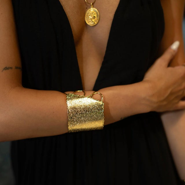 Golden Flame Arm & Cuff Bracelet For Sale - Image 10 of 13