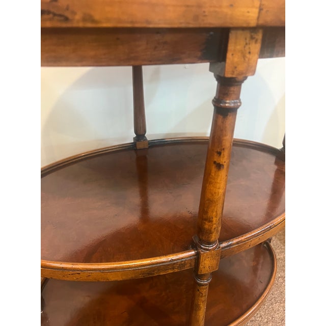 Pair of Three Tiered Burlwood European Butler Tray Top Side Tables For Sale - Image 10 of 11