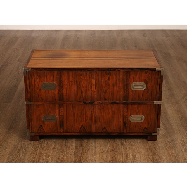 Baker Campaign Style Rosewood Low Chest For Sale - Image 15 of 18