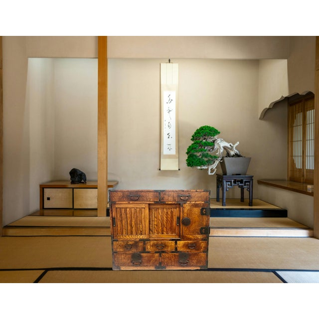Antique Japanese Tansu Zelkova Wood Storage Cabinet, Iron Hardware, 10 Drawers (Late Meiji Period) For Sale - Image 10 of 13