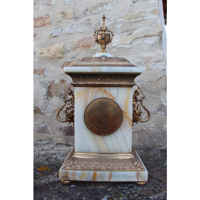 19th Century Pendulum Clock with Onyx Cornac For Sale - Image 9 of 11