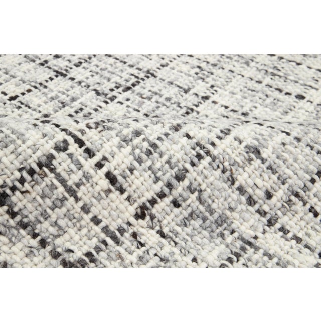 Ivory and Gray Contemporary Felted Handmade Wool Rug by Apadana For Sale - Image 10 of 10
