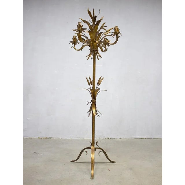 Vintage Hollywood Regency Style Gilt Corn Lamp For Sale - Image 4 of 5