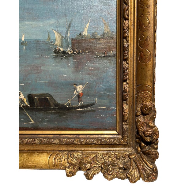 View of Venice with the Island of San Giorgio Maggiore and the Basilica, Oil on Canvas, 19th Century, Framed For Sale - Image 4 of 16