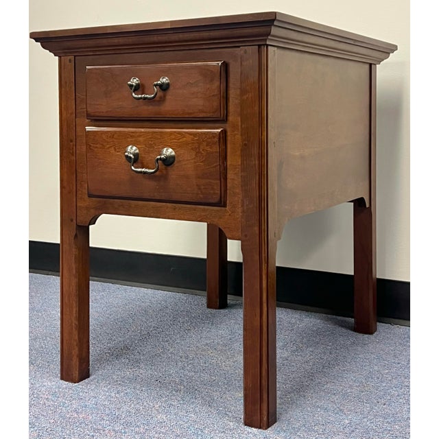 1990s Pennsylvania House Chippendale 2 Drawer Nightstands - A Pair For Sale - Image 5 of 9