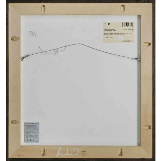 Agony, Motif is a contemporary artwork realized by Arshile Gorky in 1946. Ink, pen and wax crayon on paper. Incudes frame:...